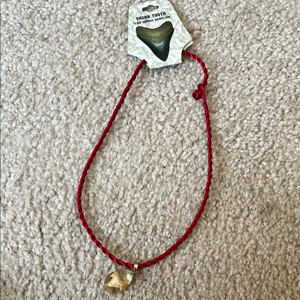 Red Shark Tooth Pendant Necklace
